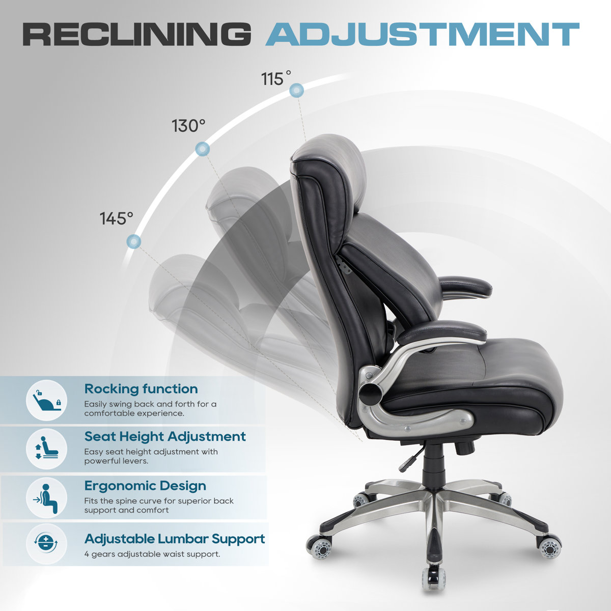 Inbox Zero High-End Ergonomic Office Chair With Adjustable Headrest and ...
